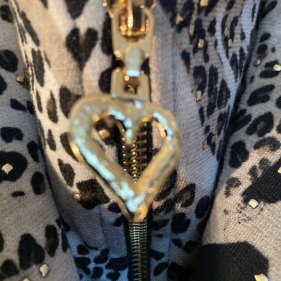 Frank Lyman Black and Leopard Print with Gold Studs Jacket SIze 4 (Pre Owned) - Picture 7 of 9